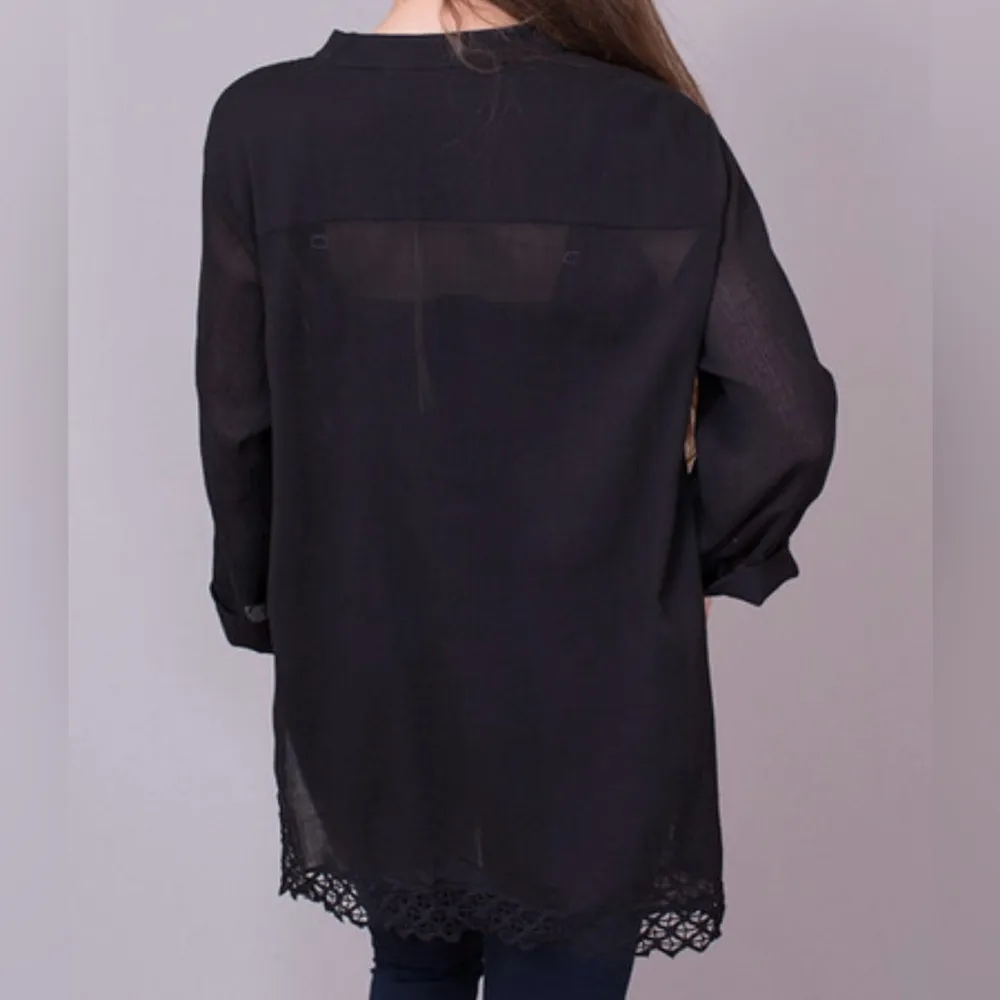 Lovestitch Women’s The Eyelet Tunic    lightweight sheer blouse 100% cotton SZ M - Image 2