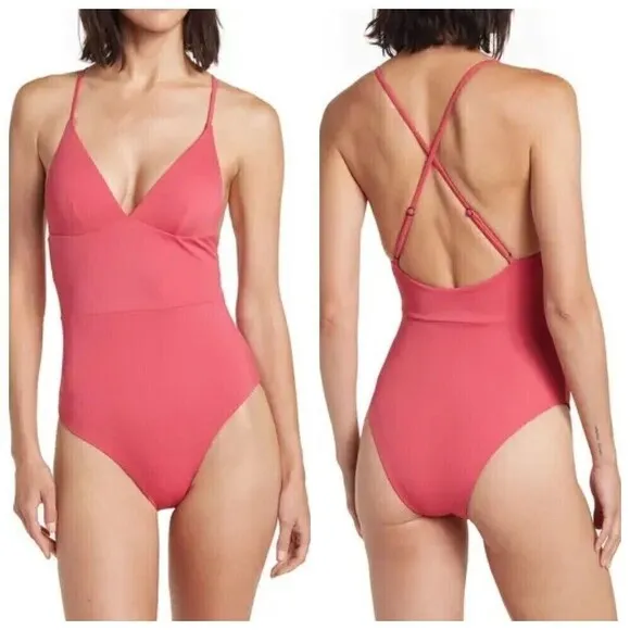 Onia NWT Valentina One-Piece Swimsuit Women’s Size Small Rose Crisscross Back - Image 2