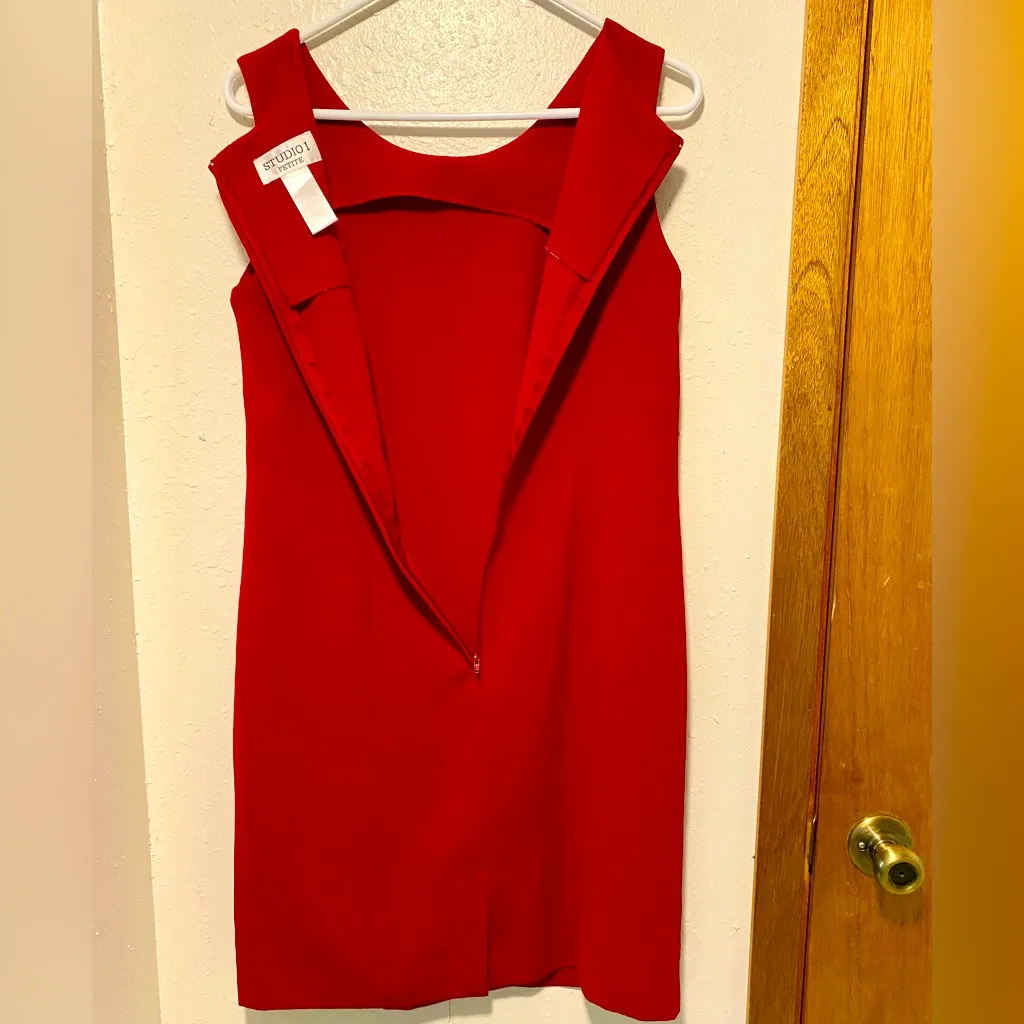 Studio I Red Sleeveless Dress with Back Zipper - Image 6