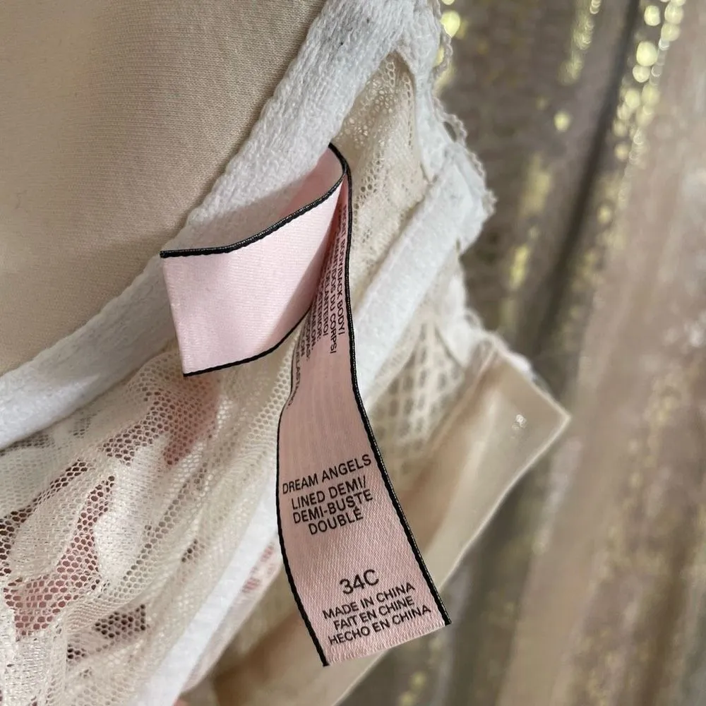 Victorias Secret Ivory White Dream Angels Bridal Long Lined Demi Bra 34C - Image 7