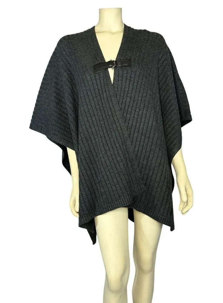 MICHAEL MICHAEL KORS Leather-Trim Poncho in charcoal size med / one size - Image 2