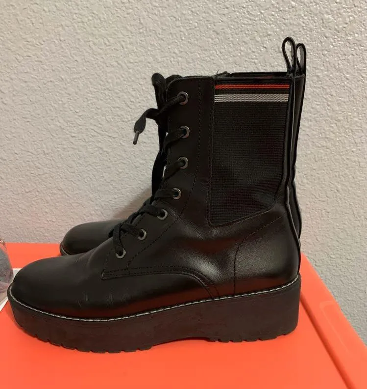 ZARA Leather Platform Combat Boot - Image 7