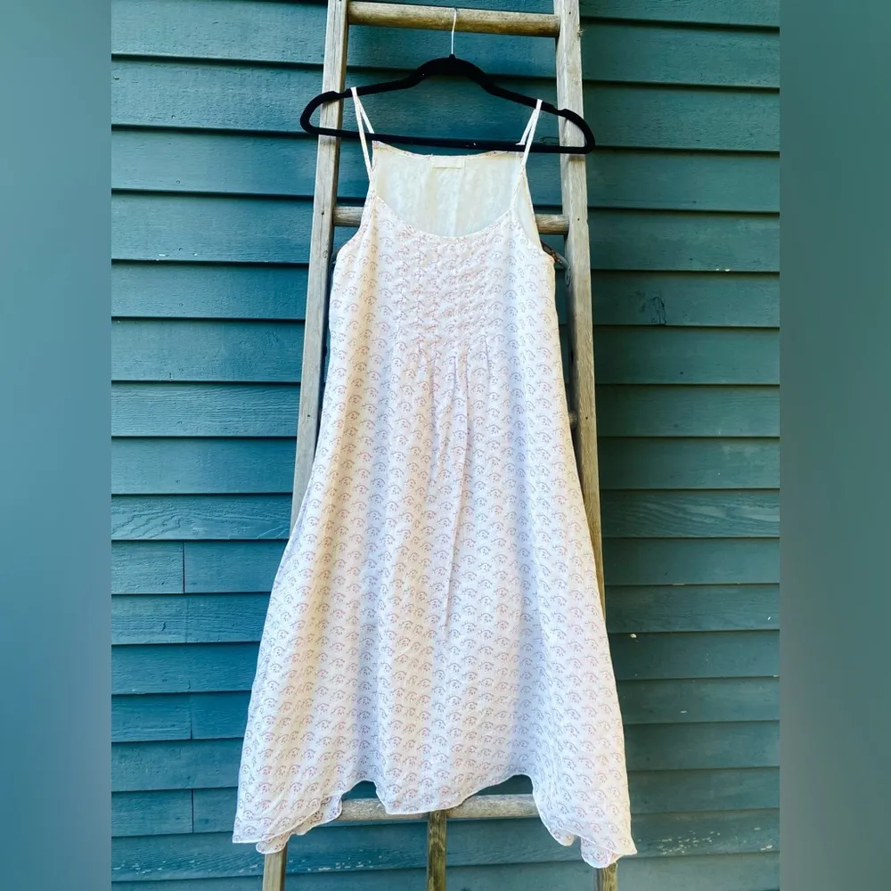 CP SHADES Lia linen/cotton/silk white pink pattern midi dress size/xs - Image 7