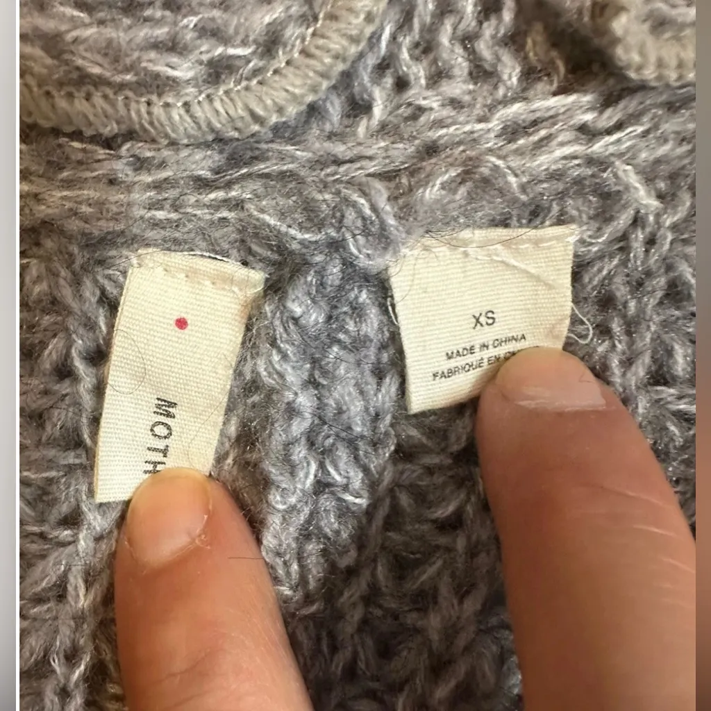 Anthropologie MOTH Rocia Ruffle Trim Open Cardigan Sweater Crocheted Gray XS - Image 6