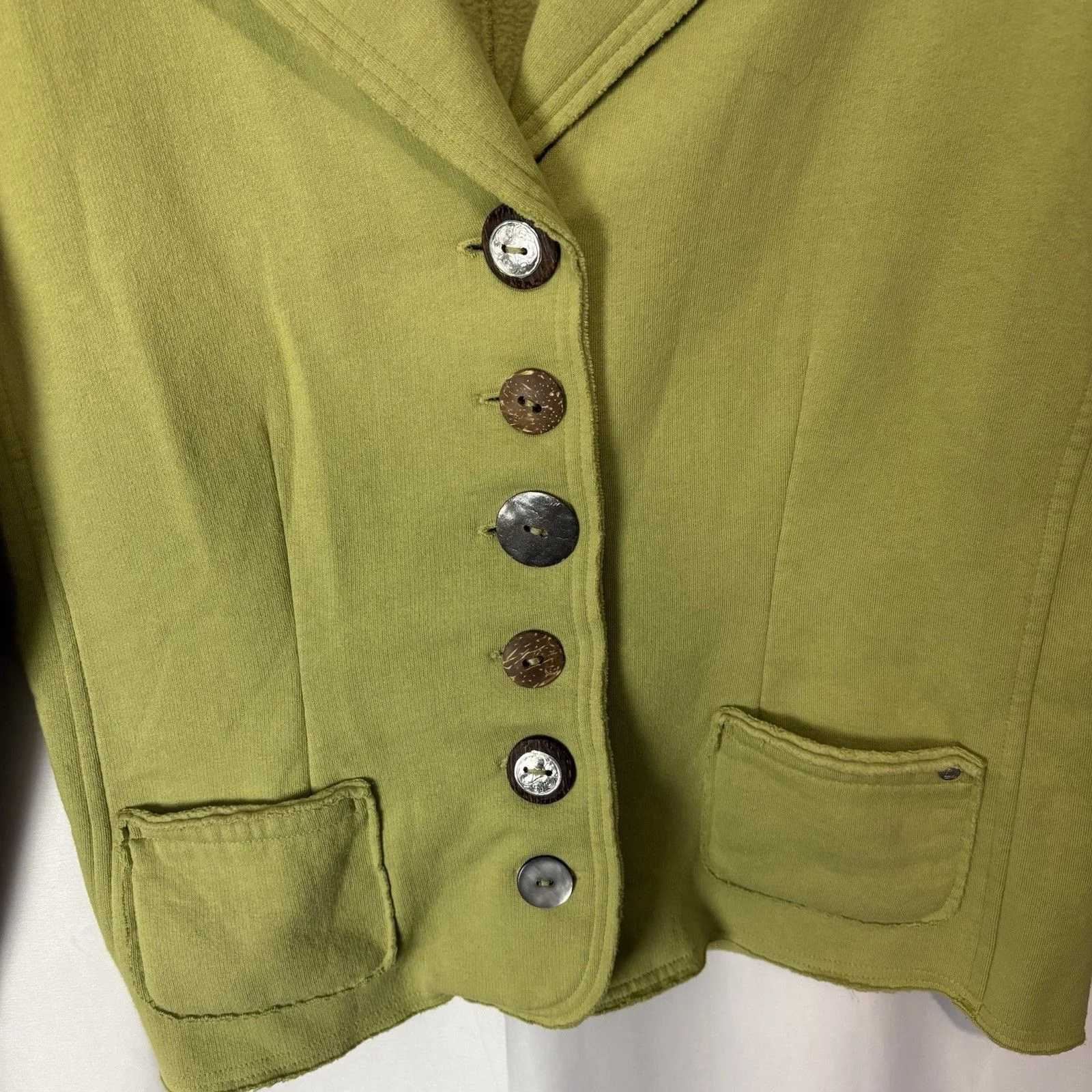 Neon Buddha Large Green Blazer Jacket Stretch Knit Lagenlook Artsy Funky - Image 3