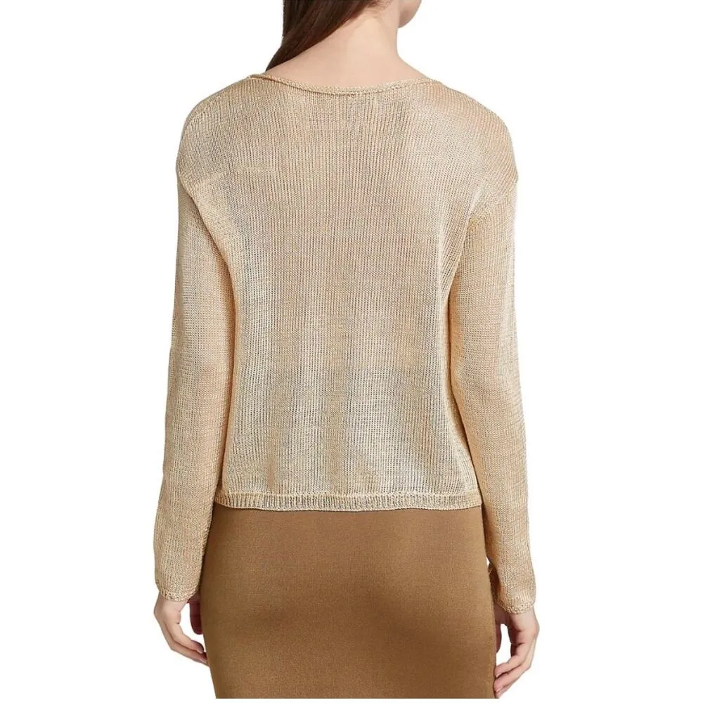Vince Lightweight Boatneck Shiny Metallic Open Knit Jumper Sweater - Image 9