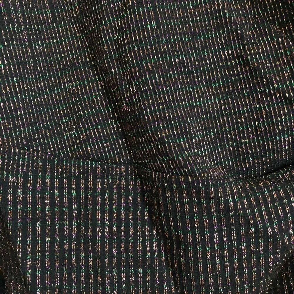 Hazel Black Sparkly Metallic Long Sleeve Tie Front Blouse Top Size XL - Image 2