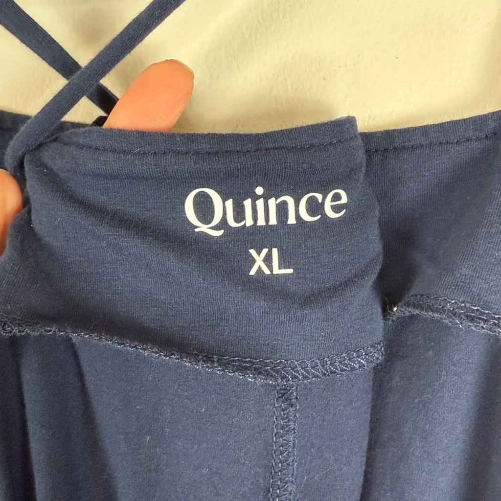 Quince‎ Organic Cotton Maternity Jumpsuit Adjustable Straps Navy Blue Size XL - Image 9