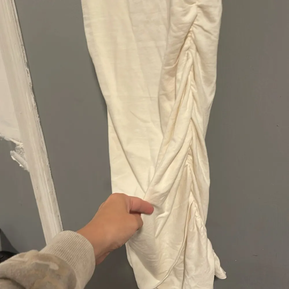 L*Space Wildwood Mini Tank Dress Cream  Sleeveless Ruched Cotton S - Image 4