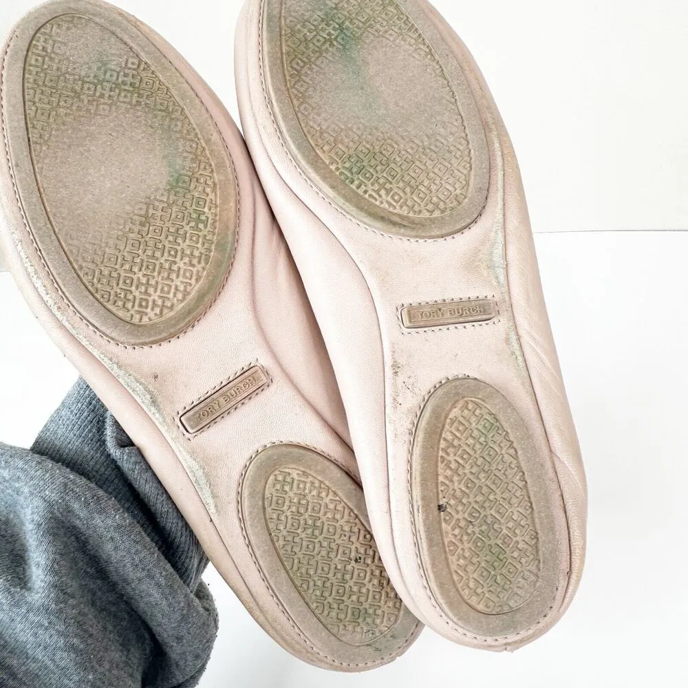 Tory Burch Minnie Travel Ballet Flats Womens 7 Leather Light Pink - Image 4