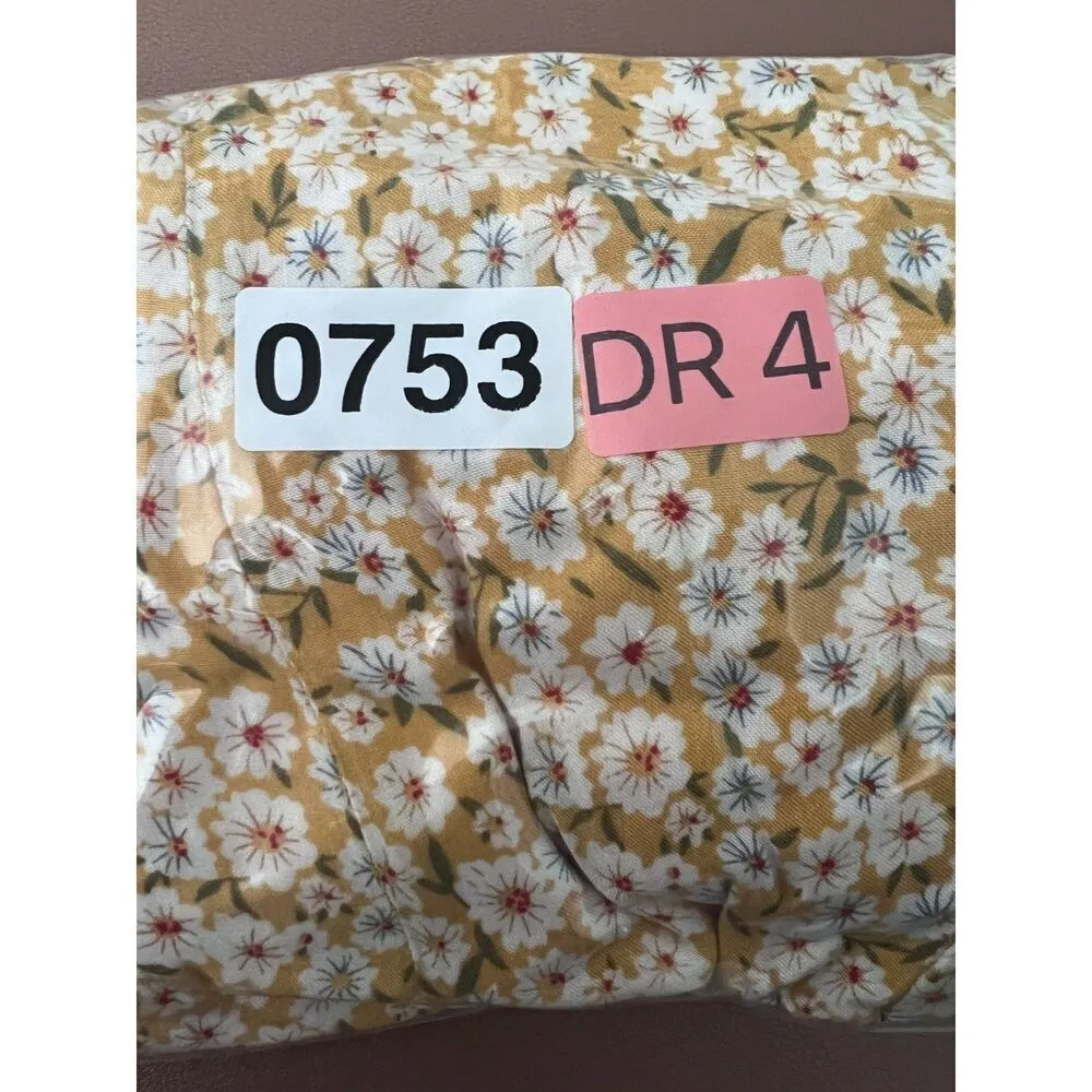 White fox Boho womens sundress yellow sleeveless casual‎ floral cotton mini S. - Image 13