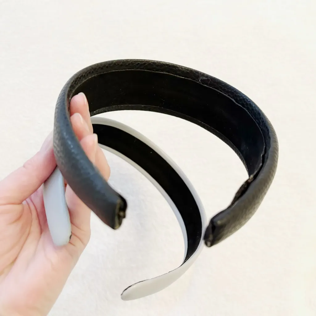Japanese Black & Muted Baby Blue Y2K Faux Leather Headband Hair Accessory Set - Image 5