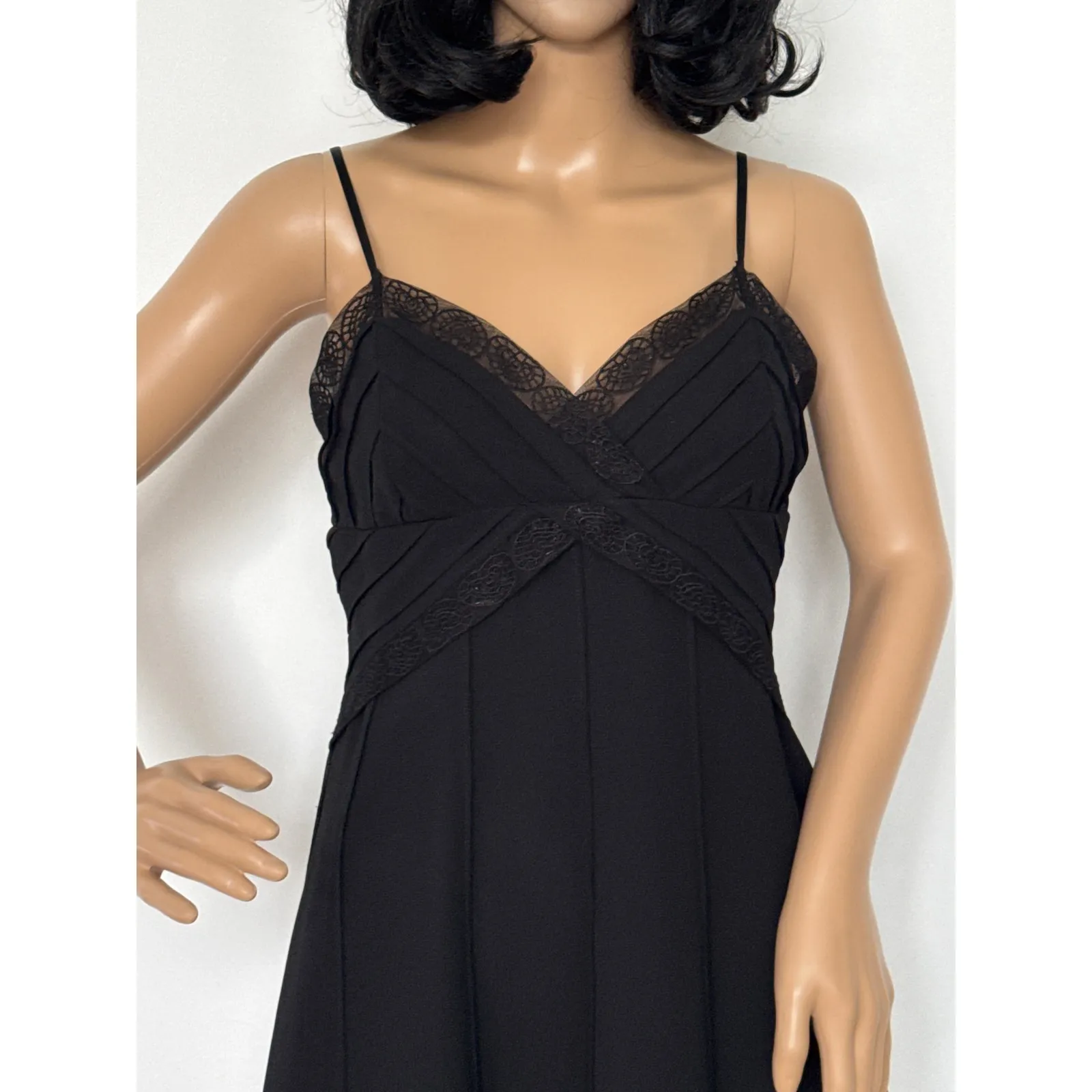 Eliza J New York Black sexy Lace pleated Trim Midi sleeveless Dress Size 4 Petite - Image 5