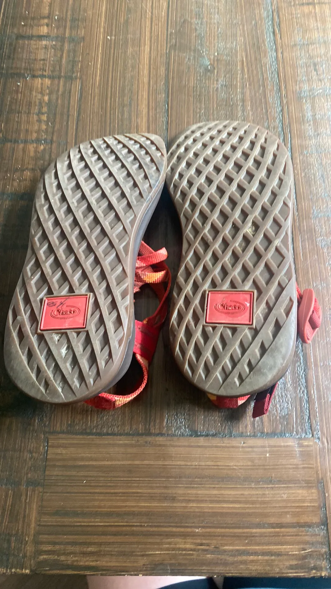 Brown and coral Chaco sandals - Image 3