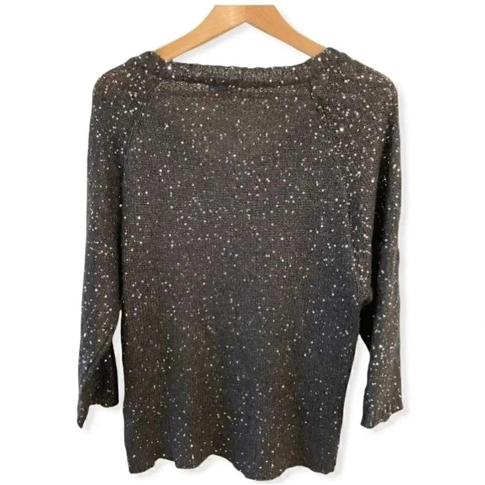 H & M Starry Night Sequence Black Womens Sweater SZ Medium - Image 2