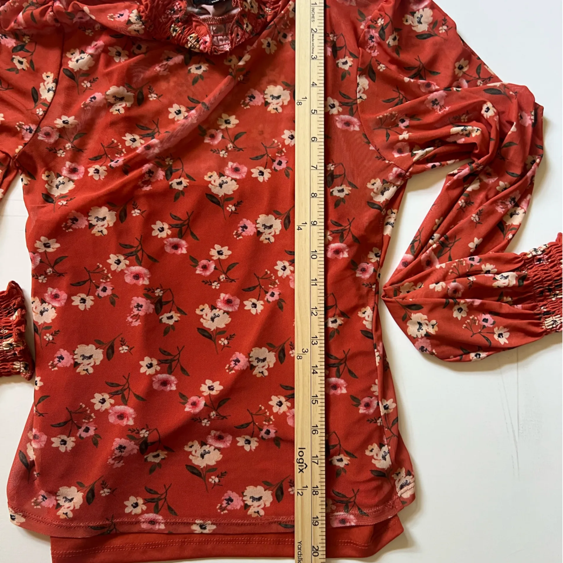 Y2K Top Women’s Medium Long Sleeve Floral Sheer with Tank top underneath - Image 5