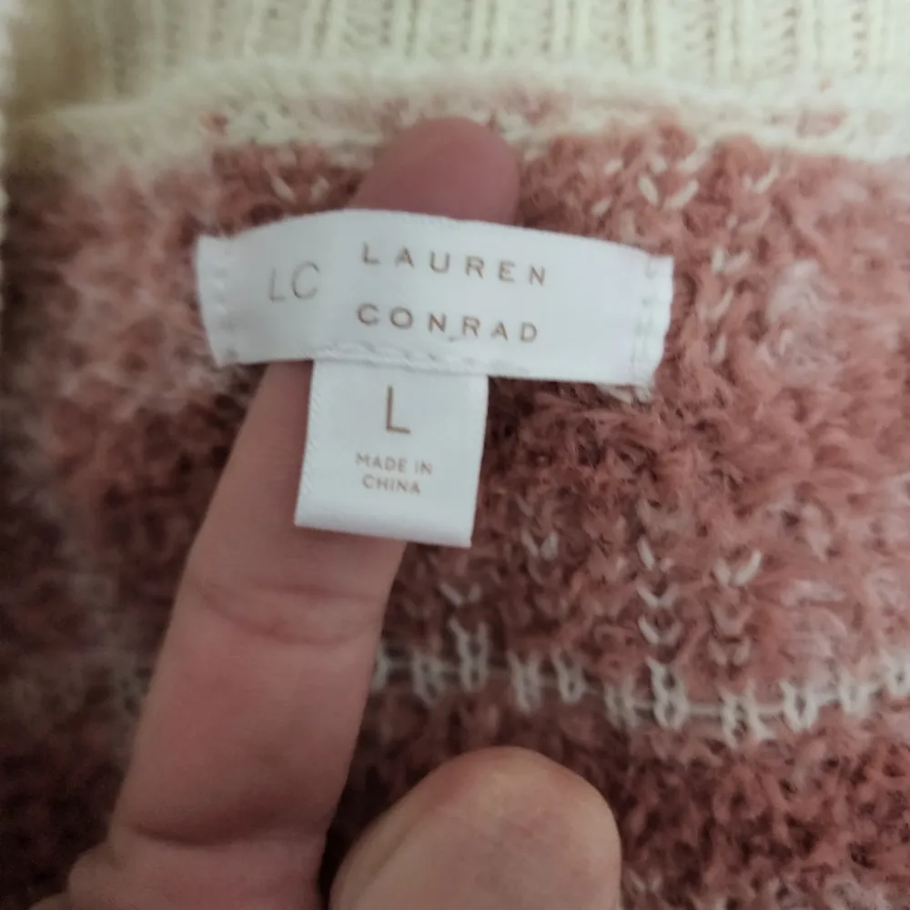 LC Lauren Conrad pastel pink plaid cardigan size large - Image 8