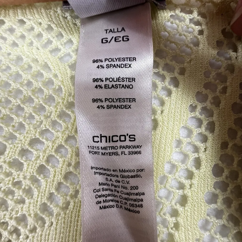 Chicos Open Knit Crochet Swim Cover Up Sweater Boho Pullover V-Neck Beach XL/ L - Image 9