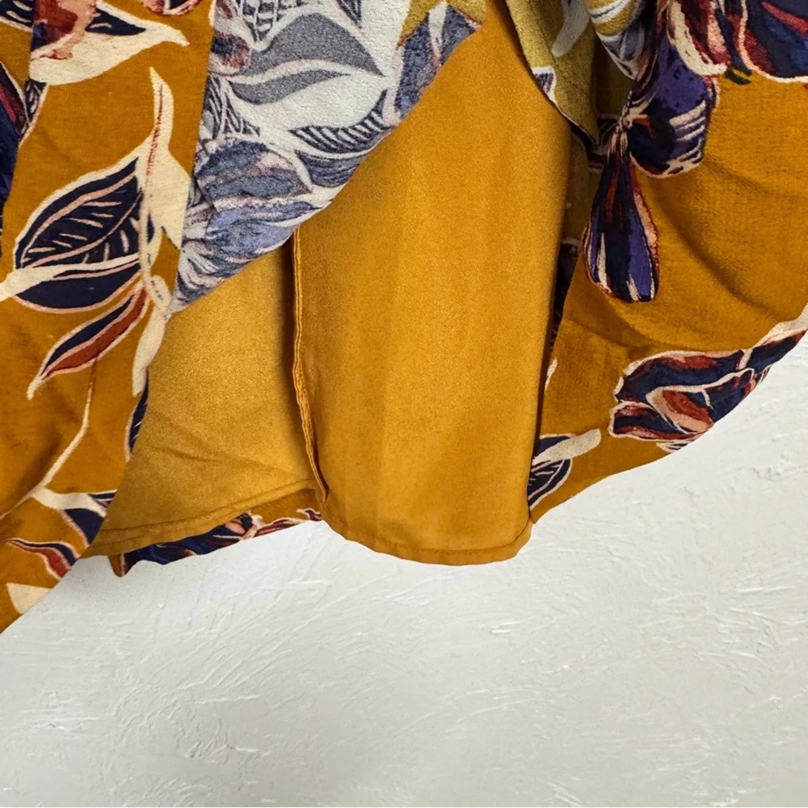 Garnet Hill Orange Purple Floral Cap Sleeve Mini Dress Womens 16 Boho Pocket - Image 4