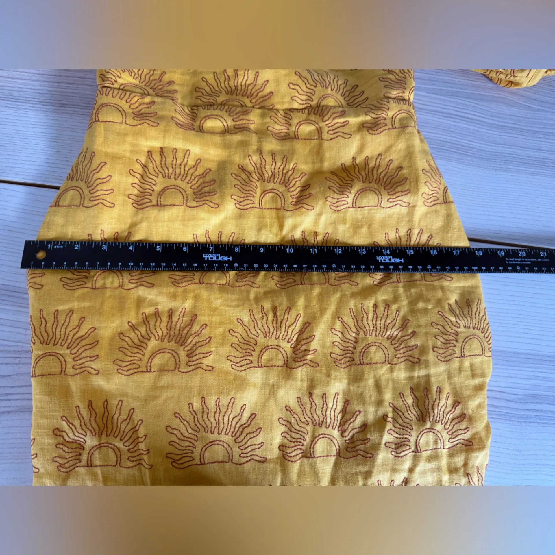 CALA DE LA CRUZ Uti Midi Dress 100% Linen Puff Sleeves pocket size S Yellow - Image 10