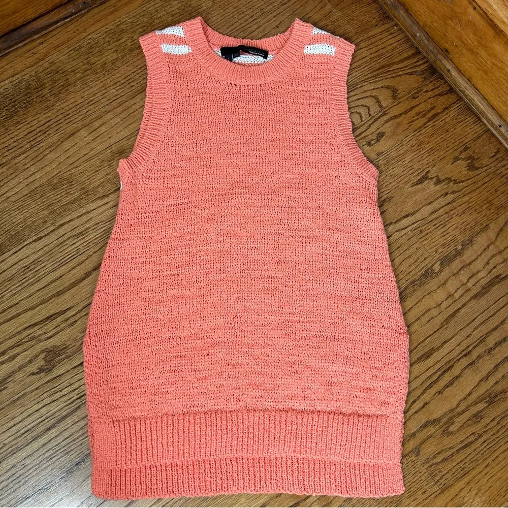 360 Sweater | Italian Yarn Striped Sweater Vest Size Small Orange - Image 7
