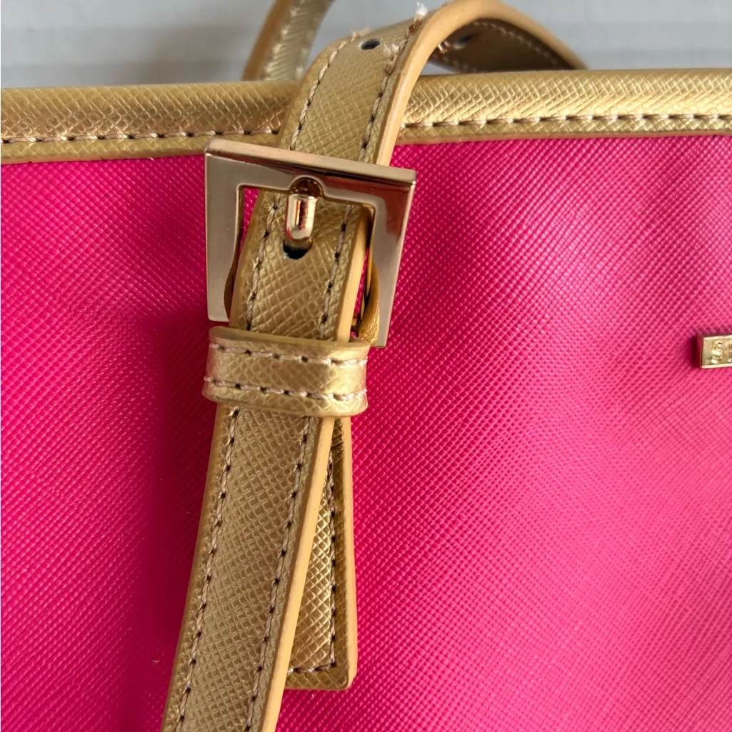 NWOT Spartina 449 Pink and Green Women's Bag with leather trim - Image 5