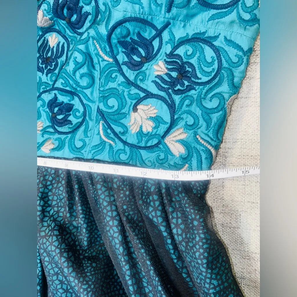 NWT-Anthropologie Niki Mahajan Black Teal Embroidered Tamula Dress SZ 6 - Image 14