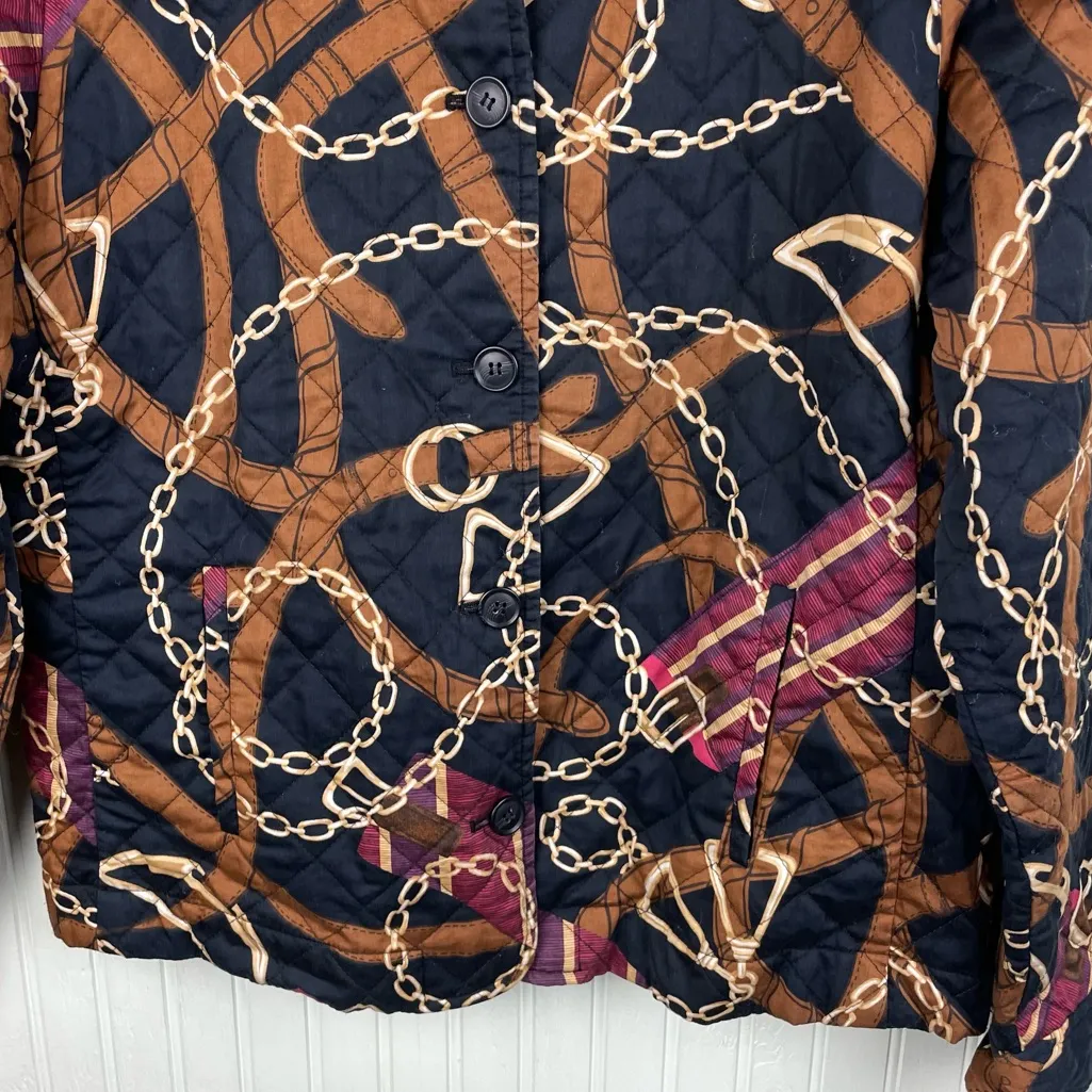 Vintage 90s Y2K Charter Club Equestrian Cotton Quilted Jacket Size Large Horse - Image 7