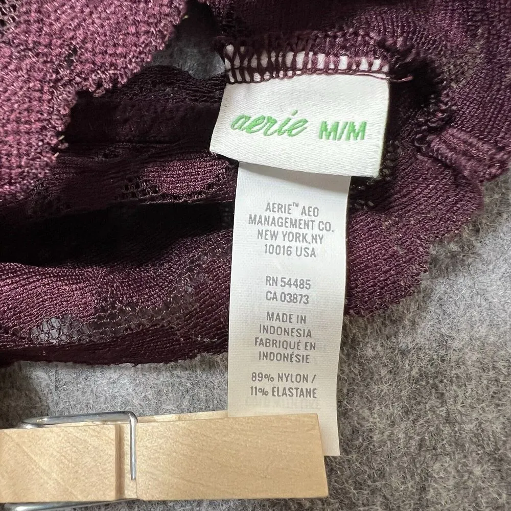 Aerie Bralette Medium Lace Burgundy Cross Back Strappy‎ - Image 5