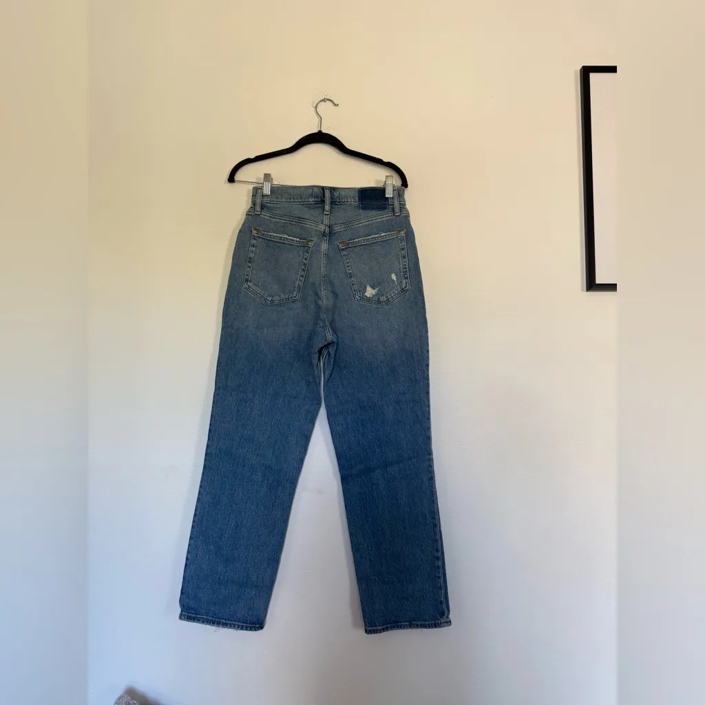 Abercrombie & Fitch curve love 90s Straight ultra high rise Leg Blue Jeans - Image 5