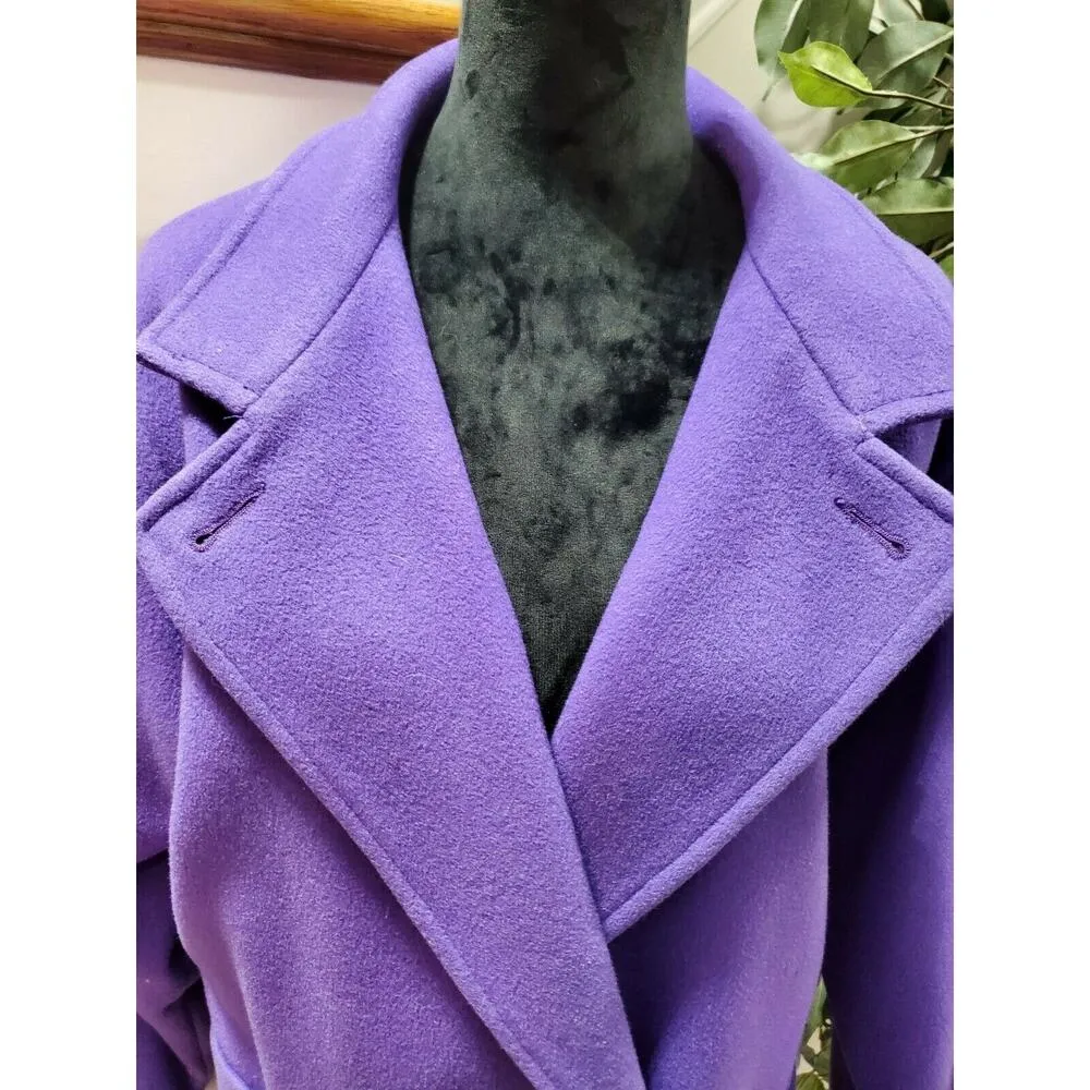 Vintage Fitz Solid Purple Long Sleeve Double Breasted Buttons Front Long Coat Size 18 - Image 2