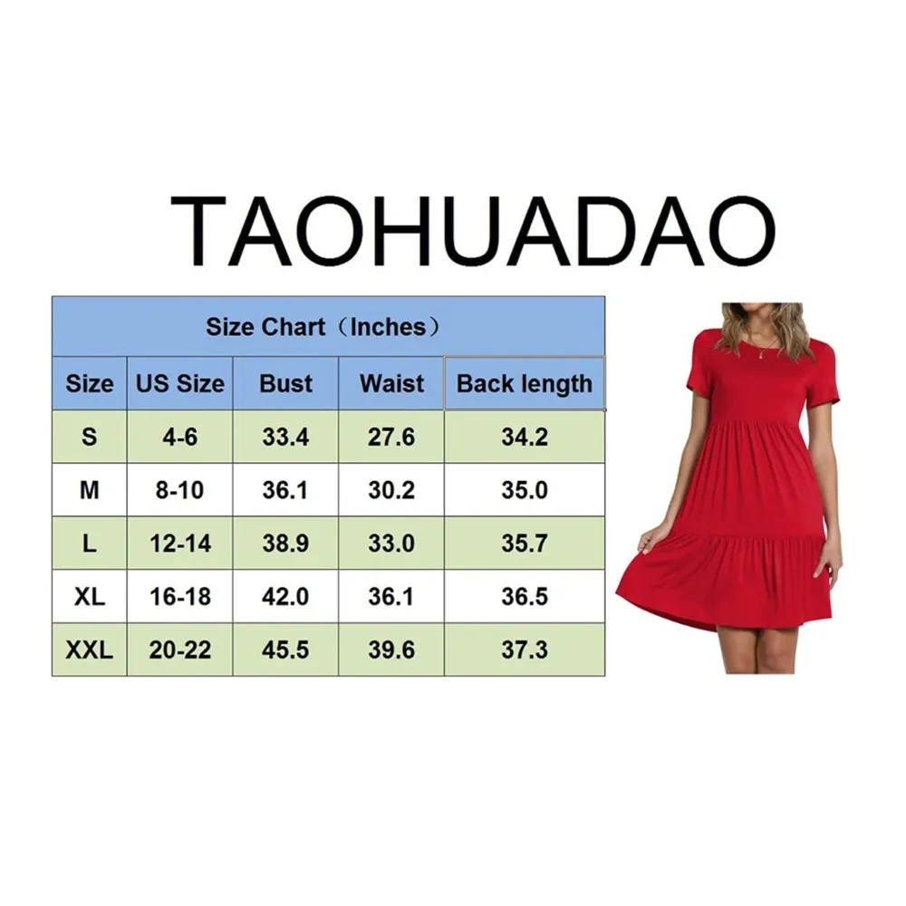 👗Women's Short Sleeve Casual Ruffle Swing Dress w/pockets👗~small 🆕 - Image 10