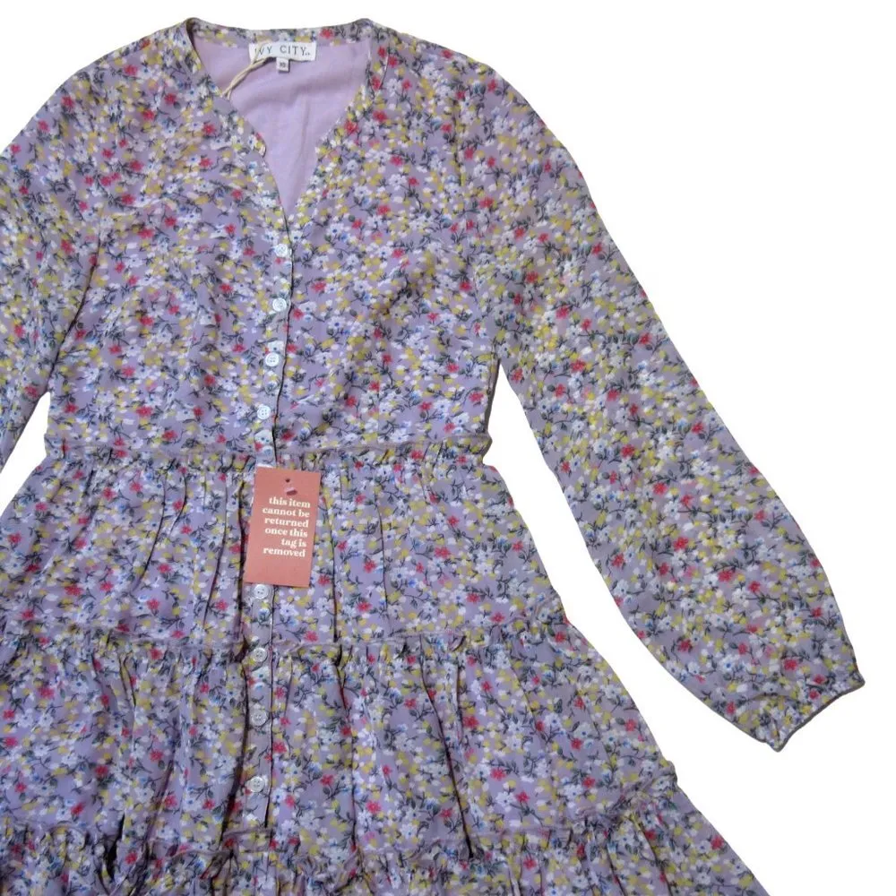 NWT Ivy City Co. Lydia in Purple Floral Flowy Tiered A - Image 3