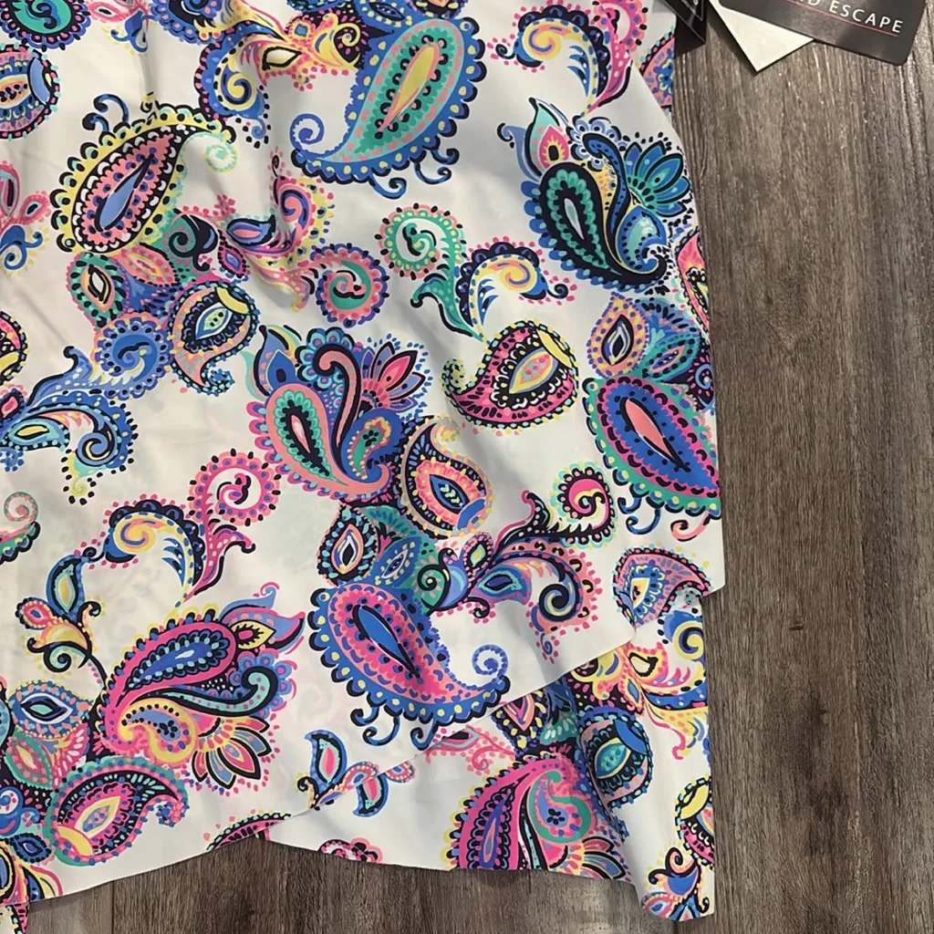 Island Escape Women Multicolor Paisley Swim Tankini Top Size US 12 White - Image 4