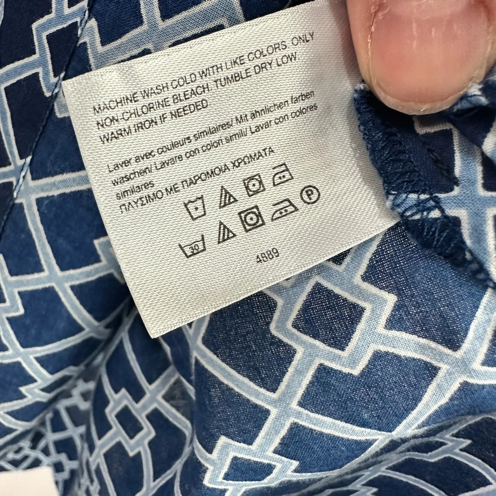 Brooks Brothers 346 Womens S Blue Geometric‎ Print Tunic Top 3/4 Sleeve Preppy - Image 5