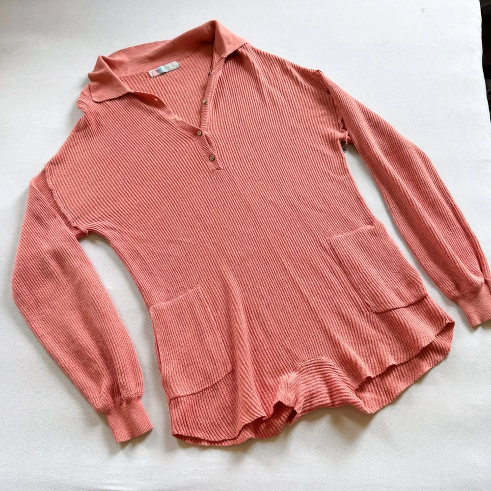 Free People Beach Picnic Sweater Romper Coral/Pink Size S - Image 3