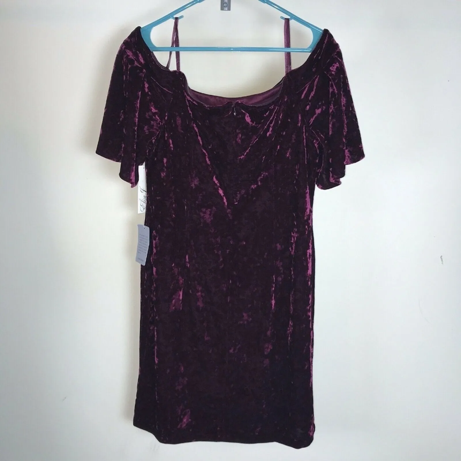 Eliza J Dress Off The Shoulder Velvet Purple Cocktail Womens Plus Size 16 NWT - Image 3