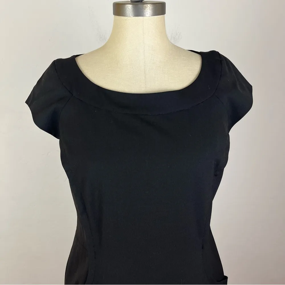 Lafayette 148 New York Black Capped Sleeve Sheath Dress - Image 3