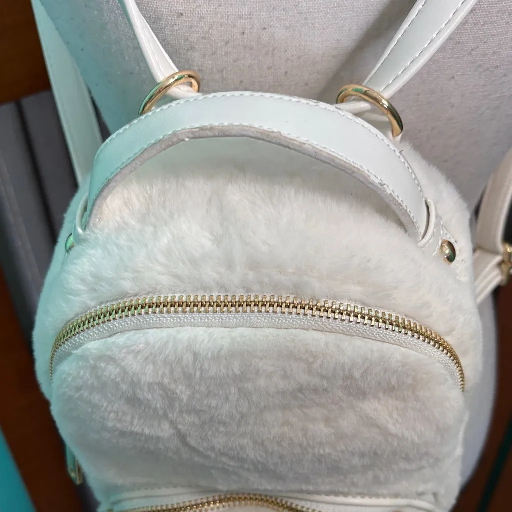 Betsey Johnson White Furry dog Backpack - Image 3
