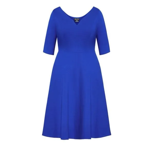 NWT City Chic Cute Girl Elbow Sleeve Midi Dress in Electric Blue Size 16 - Image 3