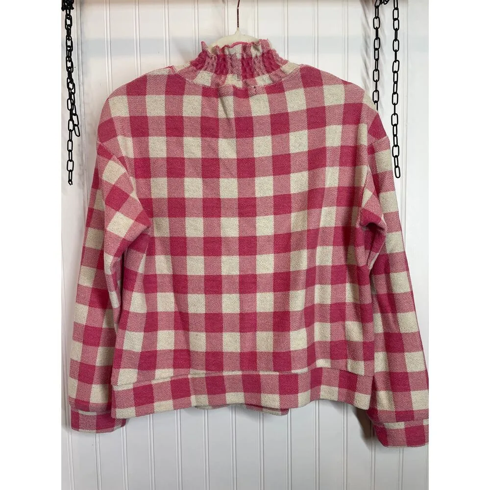 Anthropologie Eva Franco Alexis Ruffled Gingham Top Pink & White Plaid Size XS - Image 3