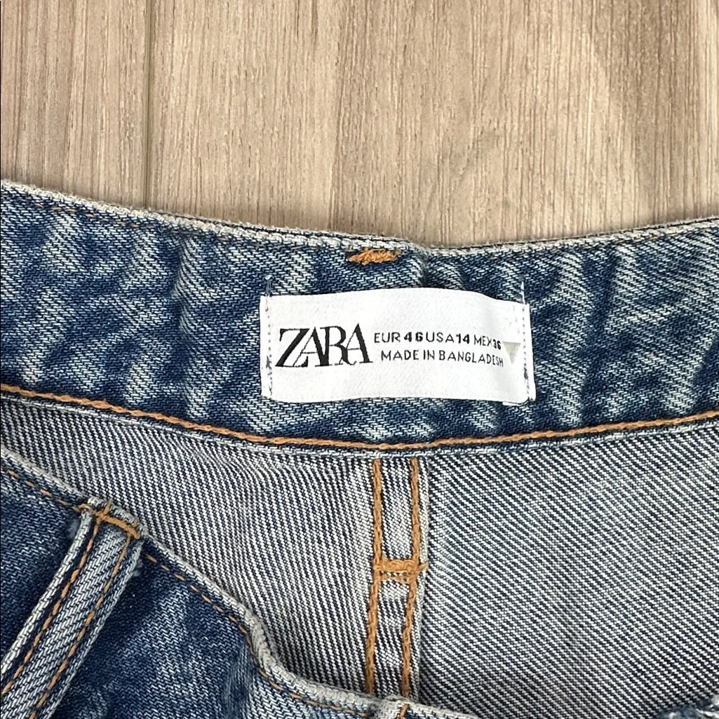 Zara cargo style pockets wide leg plus size jeans 14 - Image 5