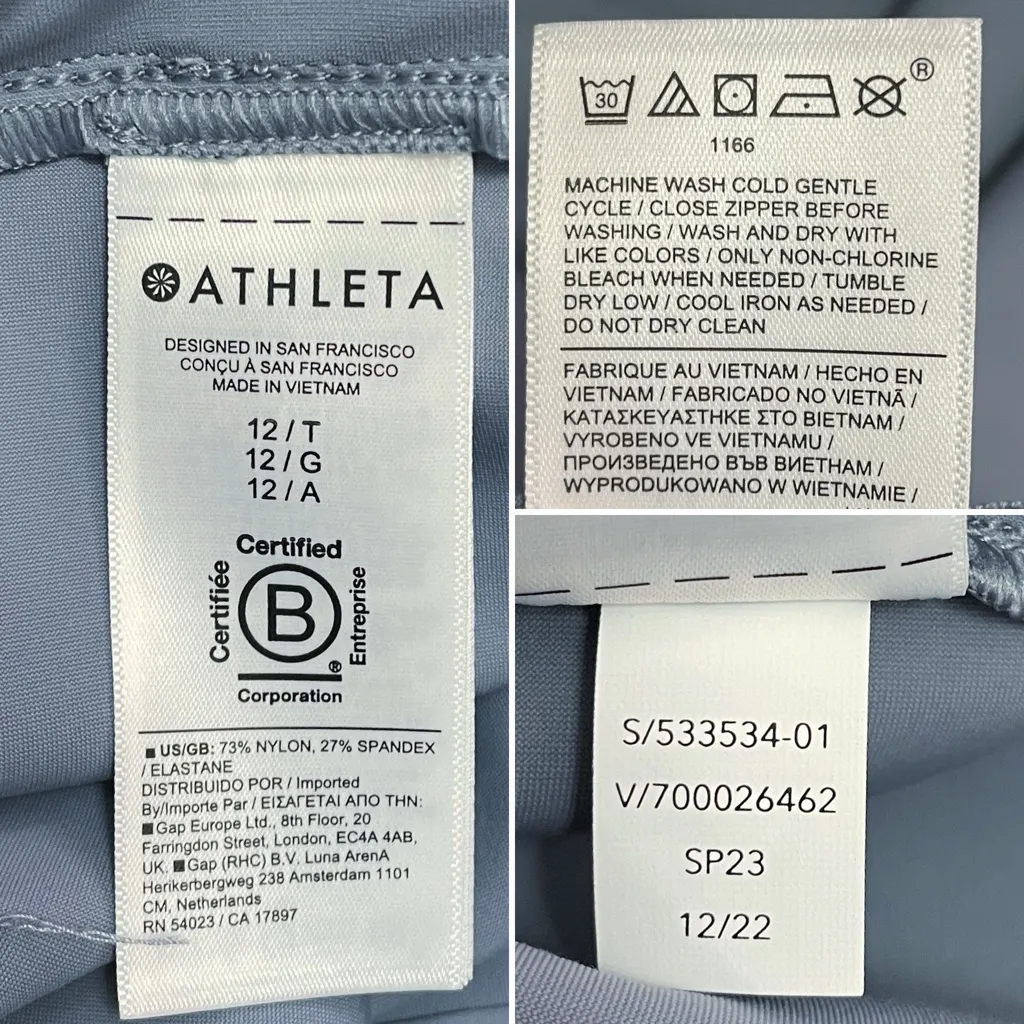 Athleta Stellar Wide Crop Pants Sz 12 Tall Coastline Blue UPF 50+ Pockets Travel - Image 8