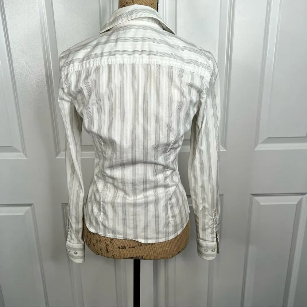 Sz S The Limited White & Black Striped Button Up Dress Shirt $70 MSRP - Image 4