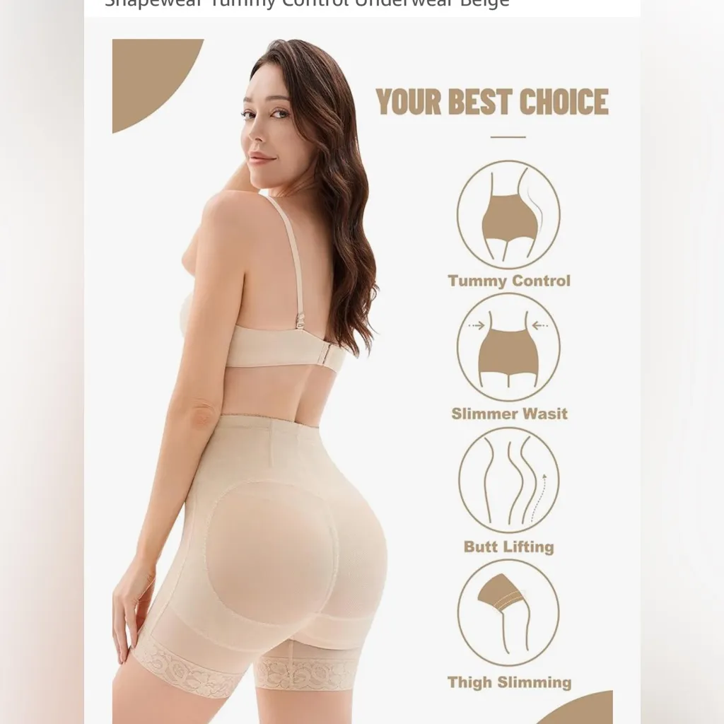NEW Nude Shapewear Tummy Control Underwear Beige S - Image 3