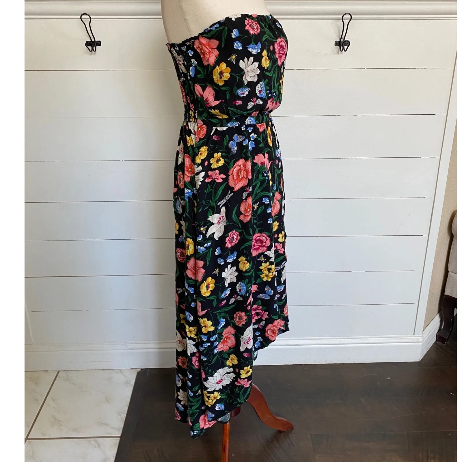 Hollister Strapless Black Vibrant Garden Floral High Low Tube dress S - NWT - Image 4