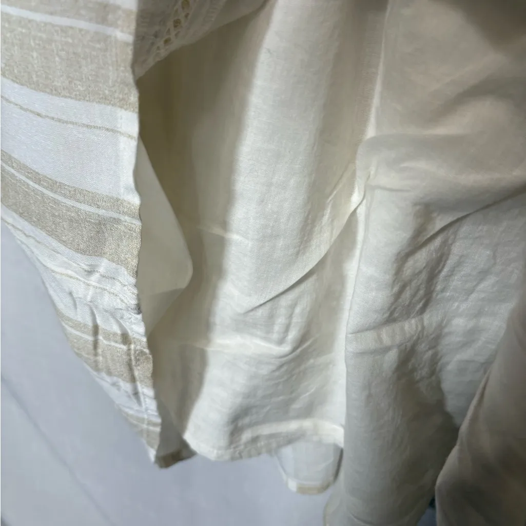 Urban Outfitters Cream and Tan Striped Midi Dress,Size S - Image 7