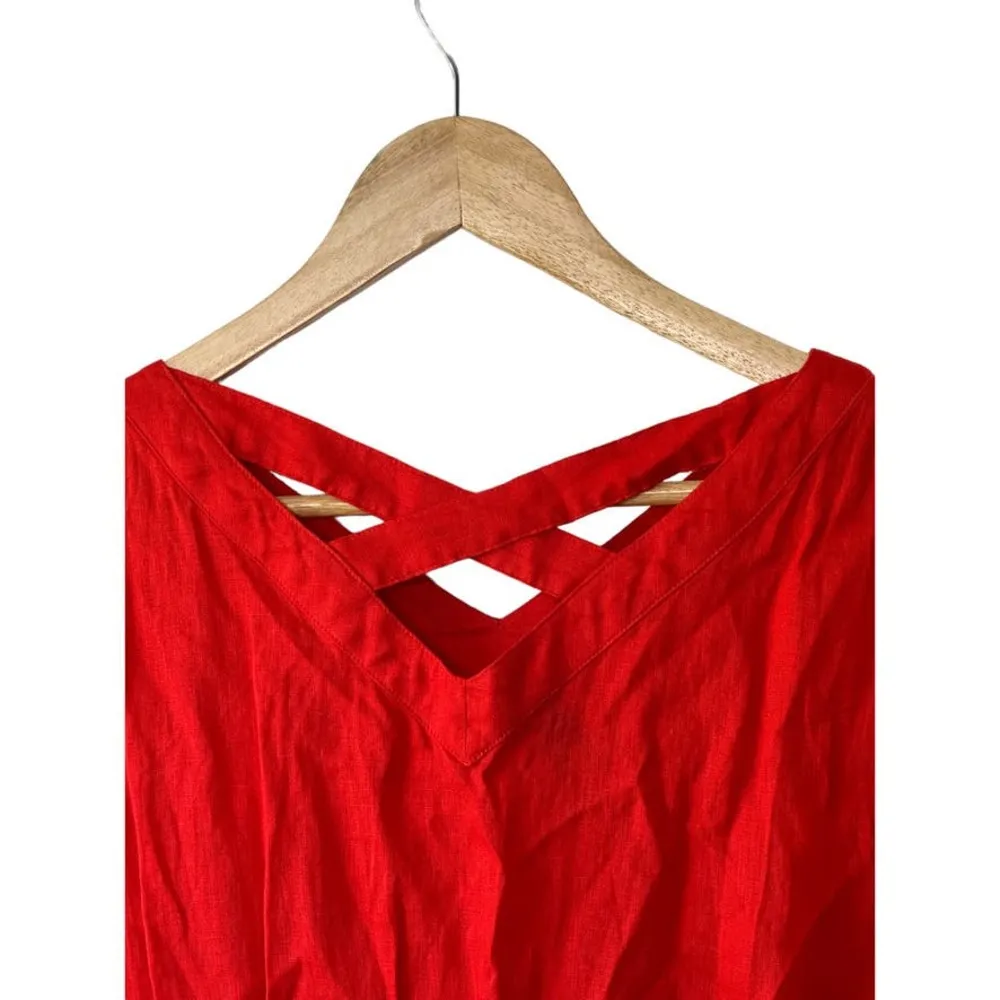 Anne Klein Short Sleeve Linen Cut-Out Dress Women's Size 2 Lined - Image 9