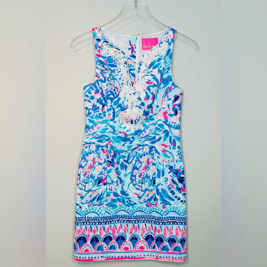 Lilly Pulitzer Gabby Breakwater Tint Party Wave Blue White Shift Dress Sz 00 NWT - Image 13