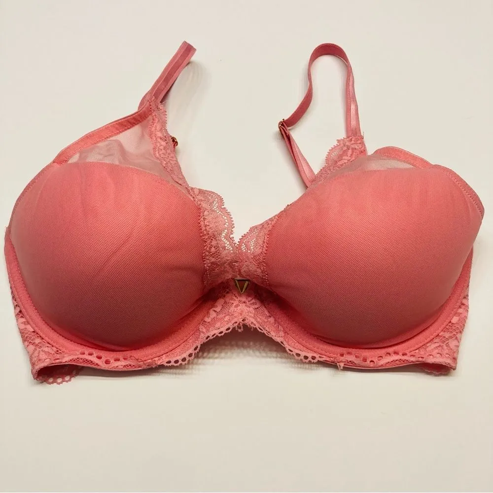Victorias Secret Love Cloud Lightly Lined Half‎ Pad Plunge Bra Sz 32DDD Pink NEW - Image 4